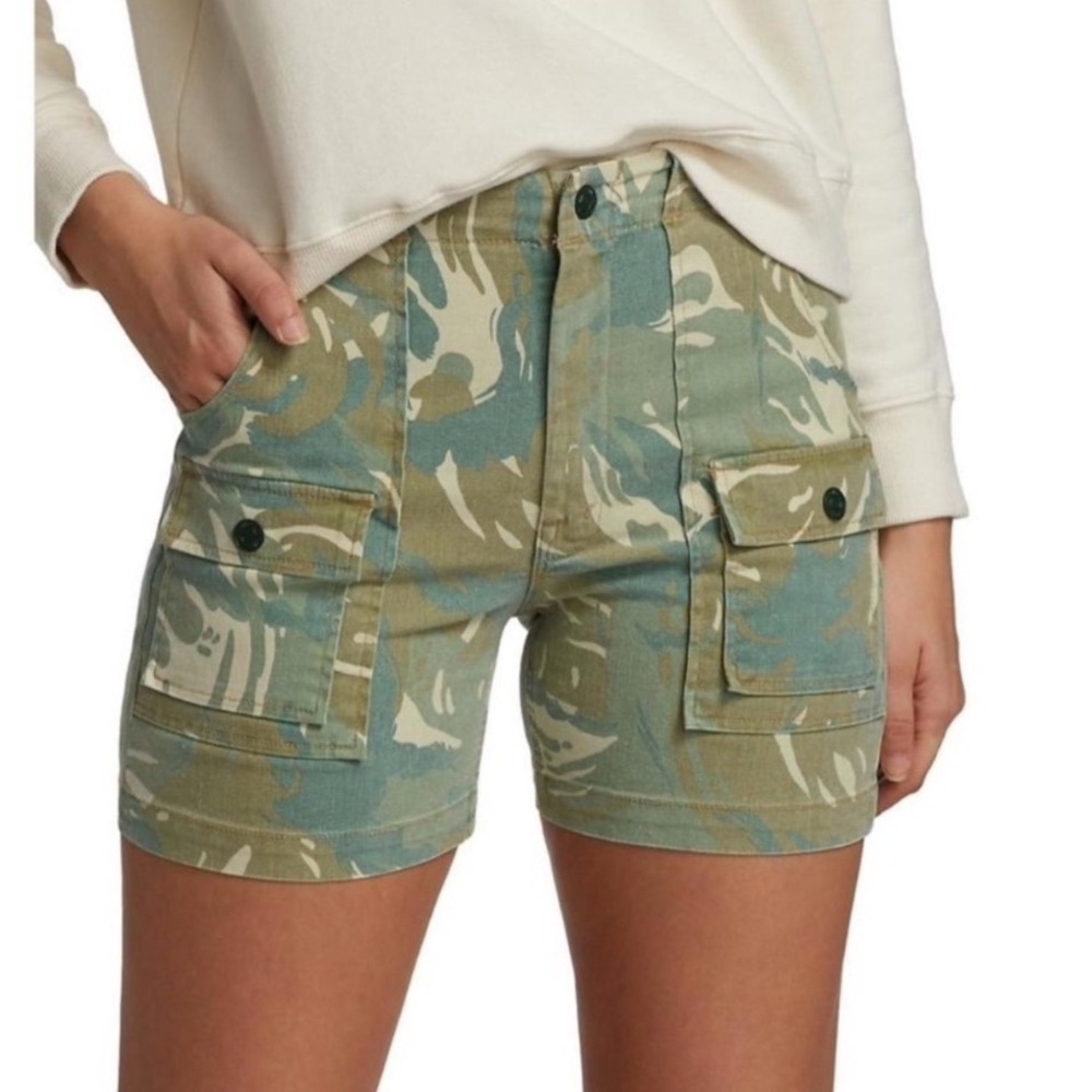 MOTHER The Twister‎ Cargo Shorts Womens Green Camo Utility High Rise Size 27
